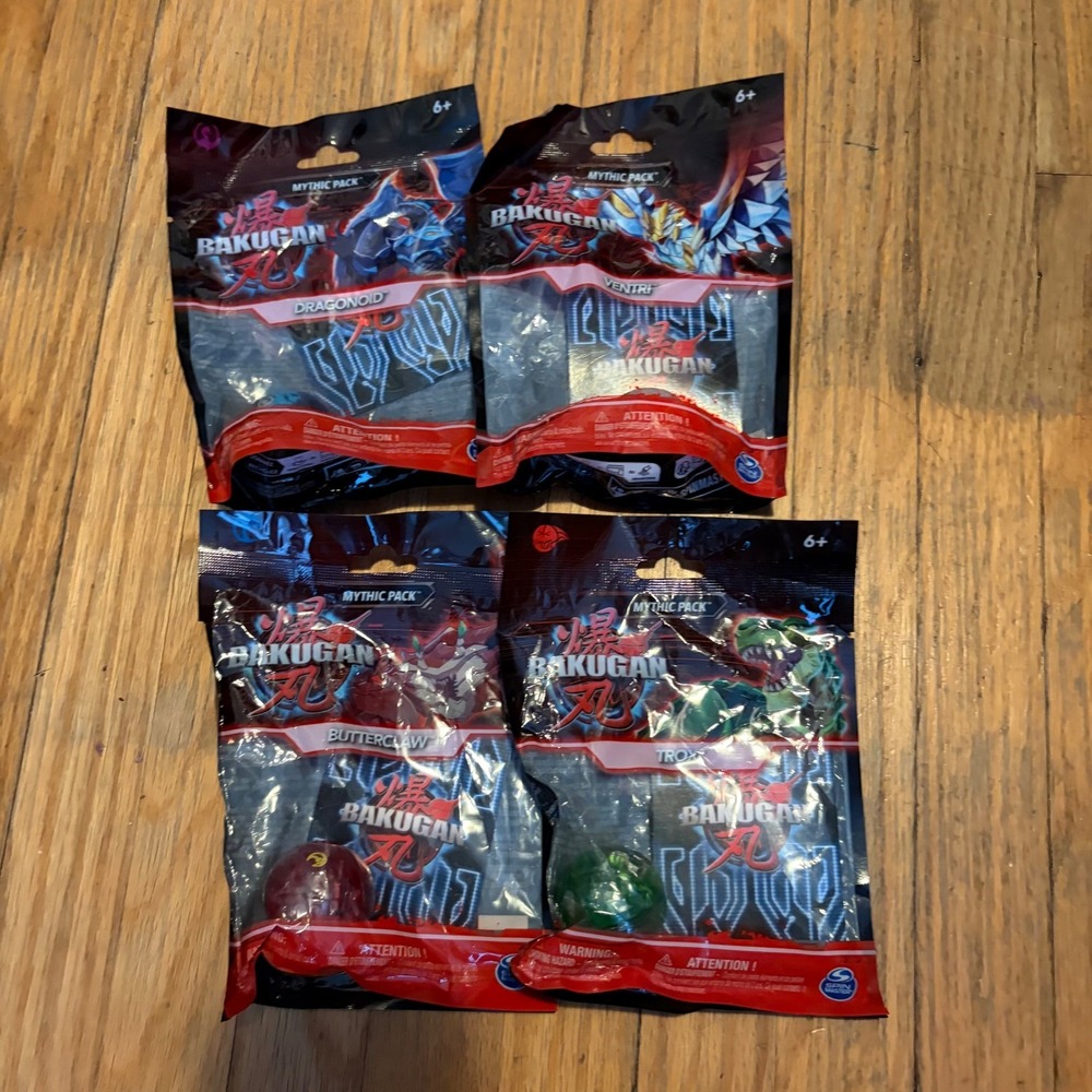 Bakugan Mythic Pack Lot of 4 Dragonoid Ventri Butterclaw Trox Spin Master New